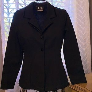 Velvet Trimmed Blazer Jacket - Navy w/ Black Trim